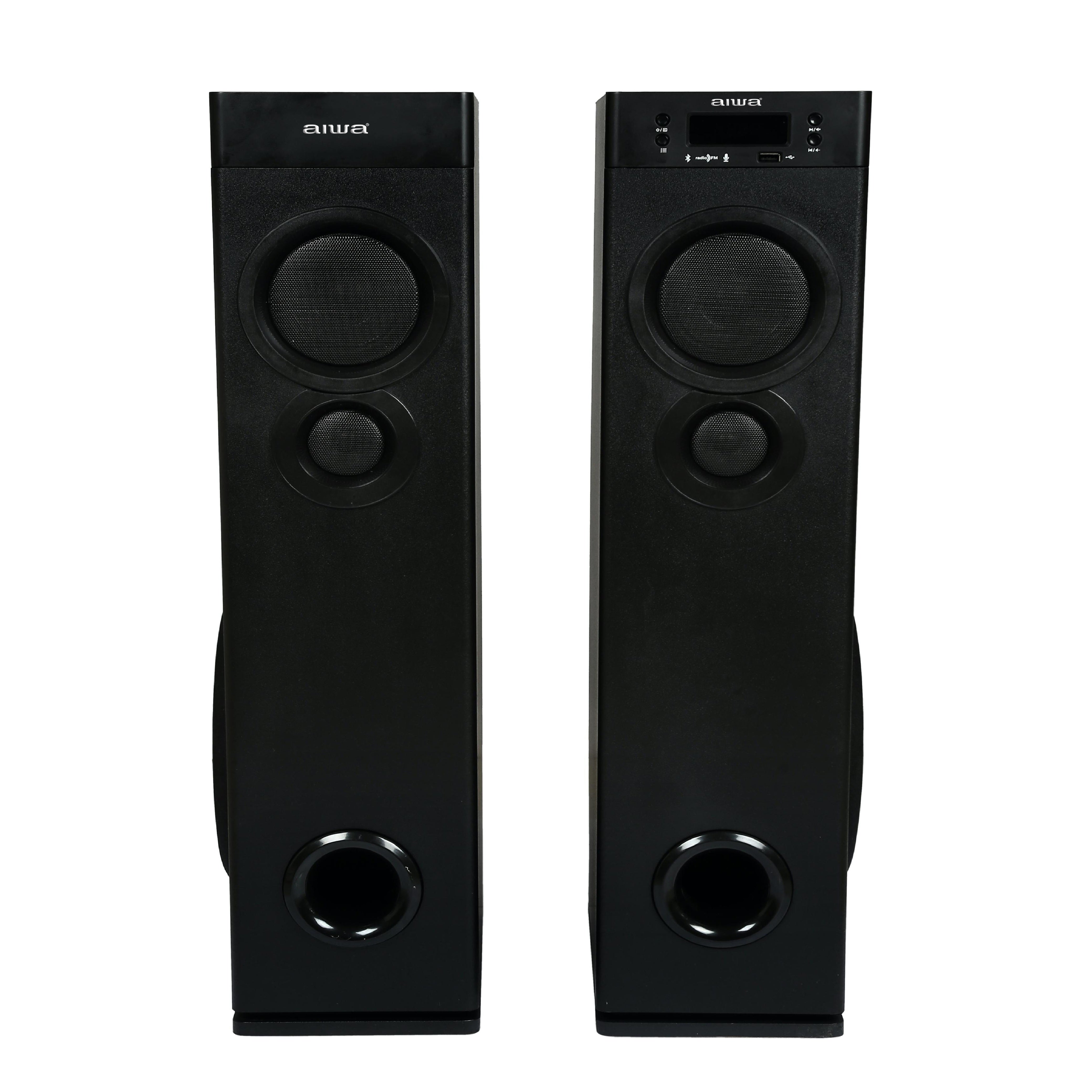 AIWA AW-TW901 120W Multimedia Tower Speakers with Wireless Mic, 8
