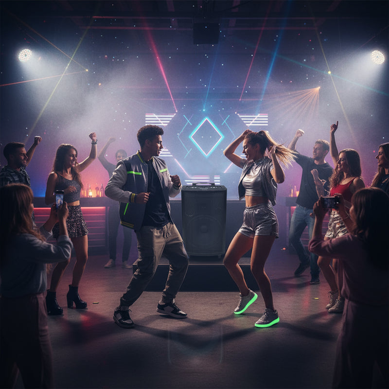 AIWA AW-TR102 Bluetooth Trolley Party Speaker, 150W 12" Subwoofer, 2 Wireless Mics, Karaoke & Recording Features, Dynamic Bass Boost, RGB LED Lights, 7200mAh Battery, Multi-Connectivity (USB/AUX/FM/Mic/TWS) – Black