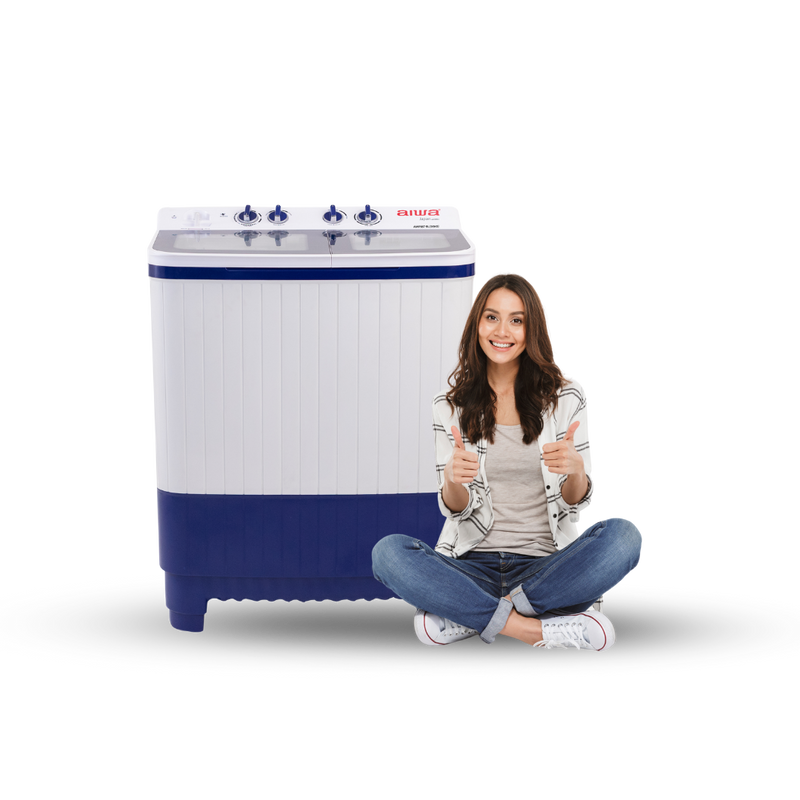 AIWA Sentakki Semi-Automatic Washing Machine 9.5kg AIWP95T-BL | TOUGHENED GLASS TOP
