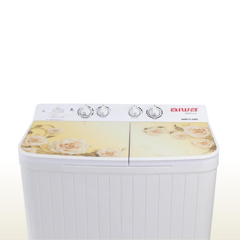 AIWA Sentakki Semi-Automatic Washing Machine 8.5kg AIWP85T-GL | TOUGHENED GLASS TOP