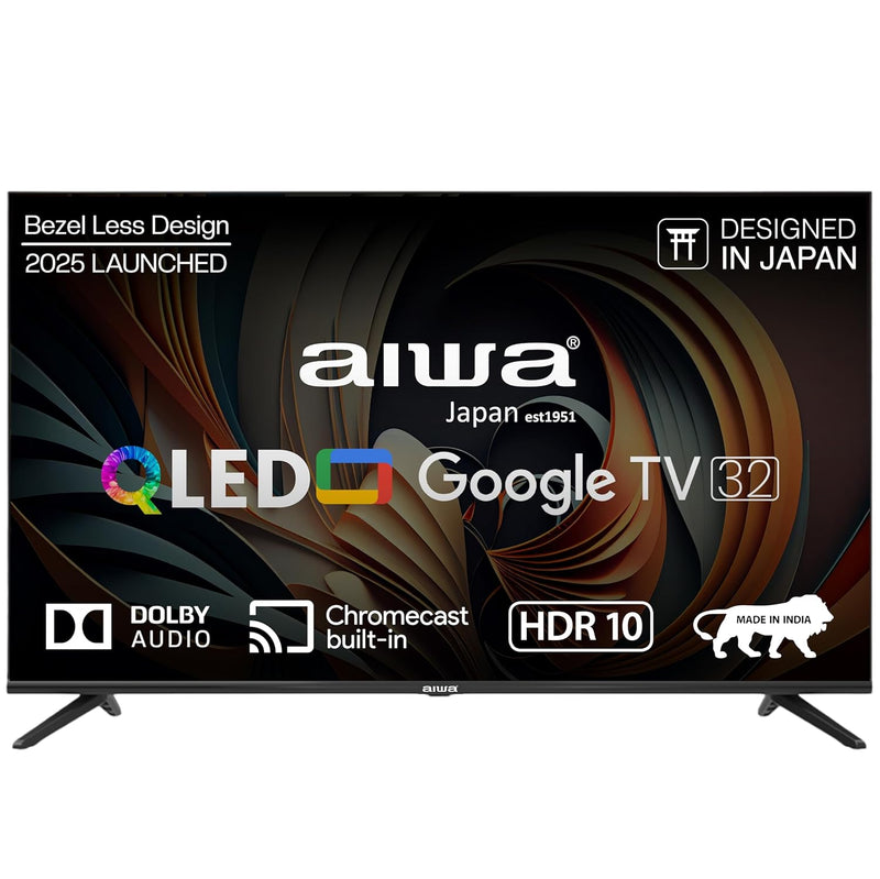 Aiwa 80 cm (32 inches) QLED Display | Smart Google TV | HD Ready | Magnifiq Series Bezel-Less | 60 Hz | 1.5 GB RAM | 30 Watts Audio | Dolby Atmos | Signature Sound | AS32QHDX1-GTV