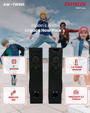 AIWA AW-TW901 120W Multimedia Tower Speakers with 2 Wireless Mic, 8"x2 Sub Woofers, 4"x2 Speakers, 2.25"x2 Tweeters, 5 Preset Equalizers, Remote Control, Multi-Connectivity (USB/AUX/FM/Mic/TWS), Black